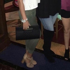 Black leather clutch purse